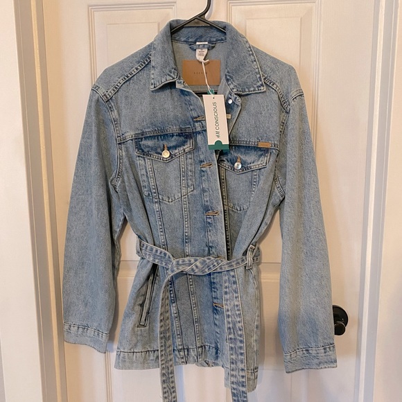 H&M Denim Belted Jacket - Light Blue - Picture 1 of 1